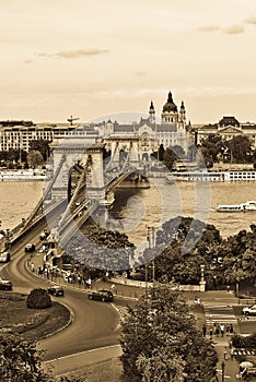 Up View Of Chain Bridge Budapest