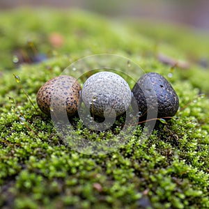 Up view emphasizing the contrast between the stones solid forms