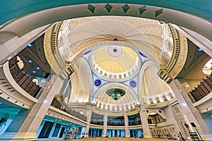 Up view on the high and massive roof and dome of the iron mosque Masjid Besi