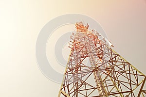 Up view mobile range antenna tower mast communication electricity radio reception news delivery send transmission tower wireless t