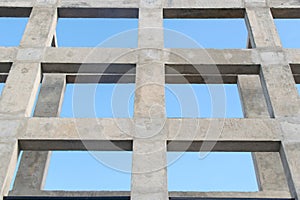 Up view Pillar and beam structure for construction abstract background