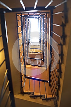 Up view of the staircase in the building.