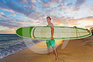 Upbeat Surfer at Sunset