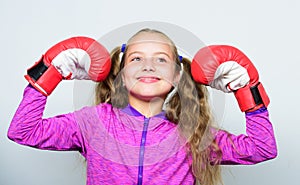 Upbringing for leader. Strong child boxing. Sport and health concept. Boxing sport for female. Sport upbringing. Skill