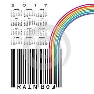2017 UPC barcode calendar with a rainbow photo