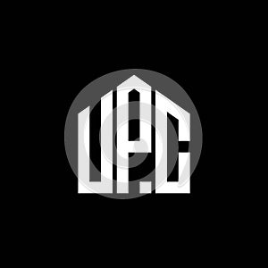 UPC letter logo design on BLACK background. UPC creative initials letter logo concept. UPC letter design.UPC letter logo design on photo