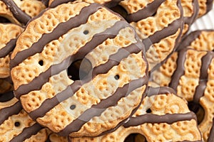 An Upclose Backgorund of Fudge Striped Shortbreak Cookies