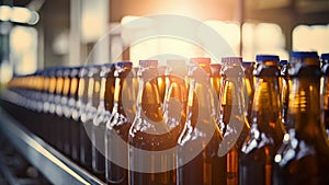 An upclose image of a bottling line, showcasing