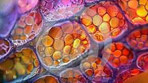 An upclose look at the complex structures of a flower petal revealing tiny floral cells and pigment molecules. .