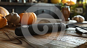 An upclose look at the cord of the electric carving knife securely attached to the handle for optimal use photo