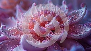 An upclose look at a fractal flower with delicate petals made up of intricate geometric shapes that seem to endlessly