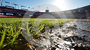 An upclose look at the stadiums field drainage system essential for maintaining a playable surface