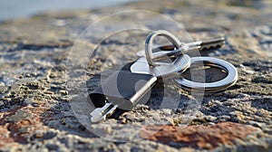 Upclose shot of the key finders keyring attachment with a metal clip and a flexible loop photo