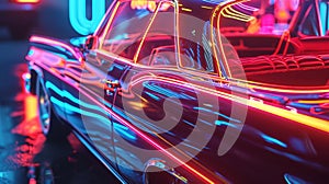 An upclose shot of neon tubes pulsating with vibrant hues evoking a futuristic and electric atmosphere