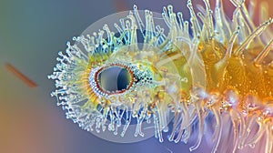 An upclose view of the photoreceptor or eyespot of a euglenoid revealing the delicate and intricate structures that help