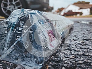 Upclose view of a wet newspaper