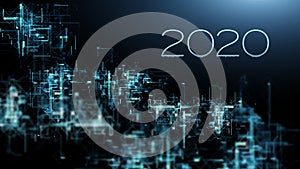 Upcoming 2020 new year with internet web connection grid