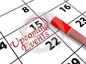 Upcoming events on calendar