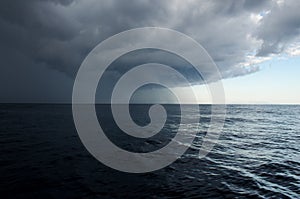 Upcoming storm in the sea. Rain - Samothraki, Greece