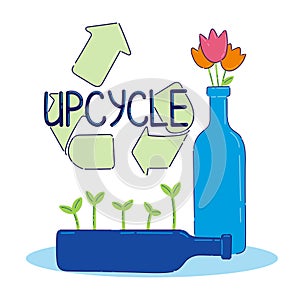 Upcycle concept.Glass upcycle.Vector illustration