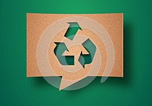 Upcycle sign green papercut chat bubble concept