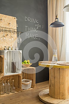 Upcycled interior with blackboard photo