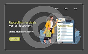 Upcycling Festivals Planning Illustration. A proactive individual organizes upcycling festivals.