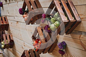 Upcycling ideas, Recycle crafts for home Storage. Wooden Storage Containers for fruit and vegetables. Decorative shelf
