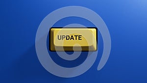 update.3D illustration of button of keyboard of a modern computer.Light yellow button