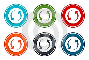 Update arrow icon flat vector illustration design round buttons collection 6 concept colorful frame simple circle set