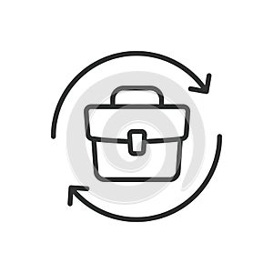 Update business portfolio, icon in line design. Update, business, portfolio, growth, improvement, assets, management on photo