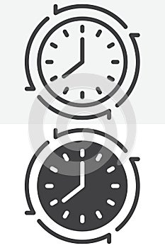 Update clock refresh line and solid different style vector icon set