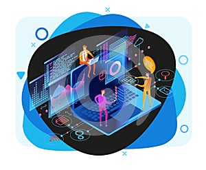 Update database statistics isometric concept banner