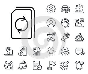 Update Document line icon. Refresh File sign. Salaryman, gender equality and alert bell. Vector