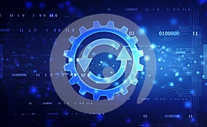 Update icon with binary codes on technology abstract background