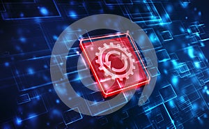 Update icon with binary codes on technology abstract background