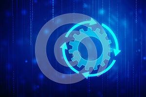 Update icon with binary codes on technology abstract background,