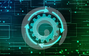 Update icon with binary codes on technology abstract background,