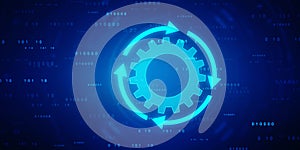 Update icon with binary codes on technology abstract background,