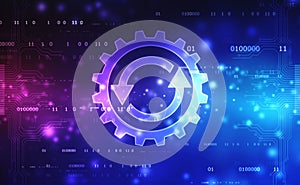 Update icon with binary codes on technology abstract background