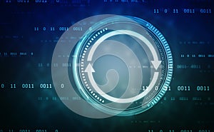 Update icon with binary codes on technology abstract background,