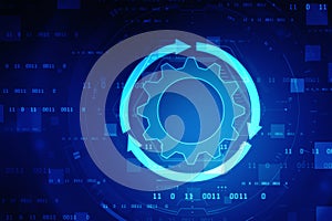 Update icon with binary codes on technology abstract background,