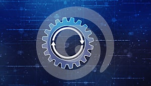 Update icon with binary codes on technology abstract background,