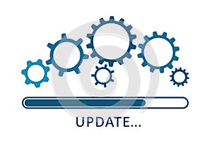 Update icon with gears. Loading or updating files, install new software, operating system, update support, setting options