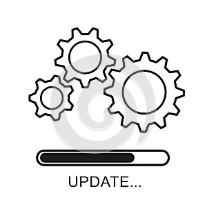 Update icon with gears. Loading or updating files, installing or updating new software etc