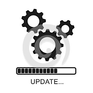 Update icon with gears. Loading or updating files, installing or updating new software etc