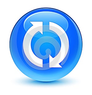 Update icon glassy cyan blue round button