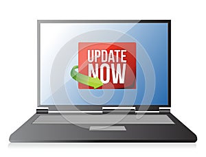 Update now label on a laptop screen