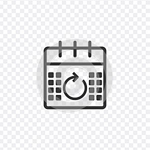 Update Plan vector icon. Raund arrow in calendar. Recycle calendar icon. Stock vector illustration isolated on white background