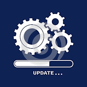 Update process icon. Upgrade or reload system progress. Software change, setup program symbol. Technology and recycle decent